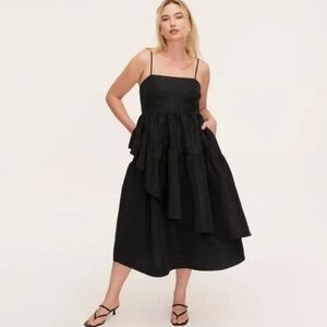Kate Spade x Target Black Tiered Ruffle Midi Tank Dress NWOT